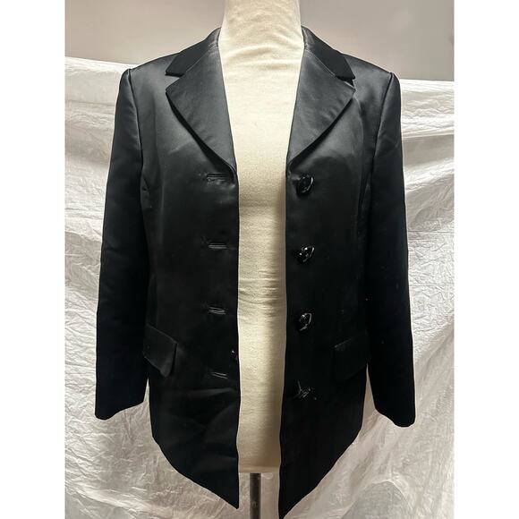 Vintage Black Silk Blazer And Long Skirt with Shiny Buttons and No Tags - Picture 7 of 7